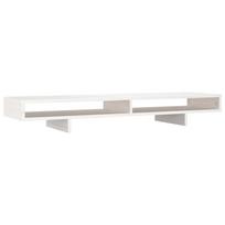 vidaXL Monitoriaus stovas, baltas, 100x27x14cm, pušies masyvas