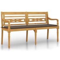 vidaXL Batavia suoliukas su taupe spalvos pagalvėle, 150cm, tikmedis