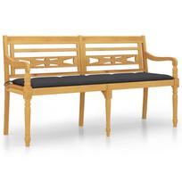 vidaXL Batavia suoliukas su antracito pagalvėle, 150cm, tikmedis
