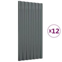 vidaXL Stogo plokštės, 12vnt., antracito, 80x36cm, cinkuotas plienas