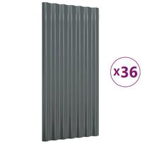 vidaXL Stogo plokštės, 36vnt., antracito, 80x36cm, cinkuotas plienas