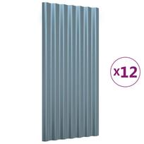 vidaXL Stogo plokštės, 12vnt., pilkos, 80x36cm, cinkuotas plienas