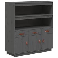 vidaXL Komoda, pilka, 100x40x108,5cm, pušies medienos masyvas