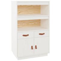 vidaXL Komoda, balta, 67x40x108,5cm, pušies medienos masyvas