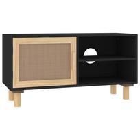 vidaXL Televizoriaus spintelė, juoda, 80x30x40cm, pušis ir ratanas