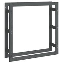 vidaXL Stovas malkoms, pilkas, 100x25x100cm, pušies medienos masyvas