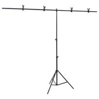 vidaXL Stovas fonui, juodos spalvos, 201x60x(70–200)cm, T formos