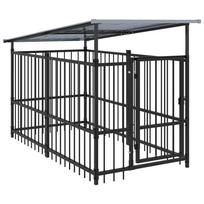 vidaXL Lauko voljeras šunims su stogu, plienas, 1,88m²