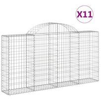 vidaXL Išlenkti gabiono krepšiai, 11vnt., 200x30x100/120cm, geležis