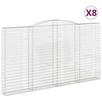 vidaXL Išlenkti gabiono krepšiai, 8vnt., 400x30x220/240cm, geležis
