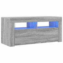 vidaXL TV spintelė su LED apšvietimu, pilka ąžuolo, 90x35x40cm