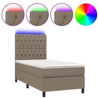 vidaXL Lova su spyruoklėmis/čiužiniu/LED, taupe, 90x200 cm, audinys