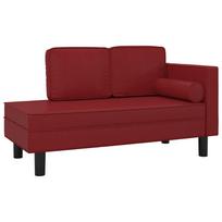 vidaXL Poilsio sofa su pagalvėmis ir ilga pagalve, vyno, dirbtinė oda