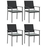 vidaXL Sodo kėdės su pagalvėmis, 4vnt., juodos, 54x62,5x89cm, ratanas