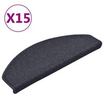 vidaXL Laiptų kilimėliai, 15 vnt., 65x24x4 cm, tamsiai pilki ir mėlyni, pusapvaliai, dideli