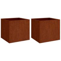 vidaXL Loveliai, 2vnt., 32x30x29cm, Corten plienas