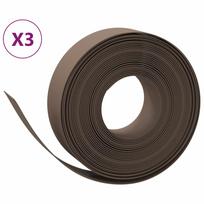 vidaXL Sodo apvadai, 3vnt., rudi, 10m, 15cm, polietilenas