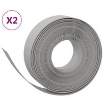 vidaXL Sodo apvadai, 2vnt., pilkos spalvos, 10m, 15cm, polietilenas