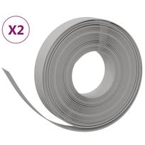 vidaXL Sodo apvadai, 2vnt., pilkos spalvos, 10m, 10cm, polietilenas