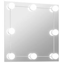 vidaXL Sieninis veidrodis su LED lemputėmis, kvadratinis, stiklas