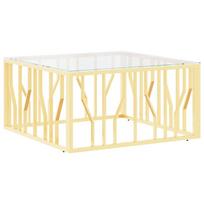 vidaXL Kavos staliukas, auksinis, 80x80x40cm, plienas ir stiklas