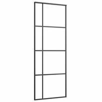 vidaXL Stumdomos durys, juodos, 76x205cm, ESG stiklas ir aliuminis