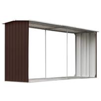 vidaXL Sodo malkinė, ruda, 330x92x153cm, galvanizuotas plienas