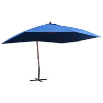 vidaXL Kabantis skėtis su mediniu stulpu, mėlynas, 400x300cm