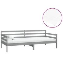vidaXL Lova su čiužiniu, pilka, 90x200cm, pušies medienos masyvas