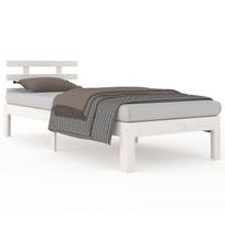vidaXL Lovos rėmas, baltas, 75x190cm, medienos masyvas, vienvietis