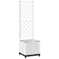 vidaXL Sodo lovelis su treliažu, baltos spalvos, 40x40x136cm, PP