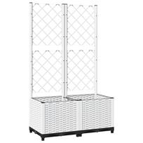 vidaXL Sodo lovelis su treliažu, baltos spalvos, 80x40x136cm, PP