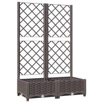 vidaXL Sodo lovelis su treliažu, rudos spalvos, 80x40x121,5cm, PP