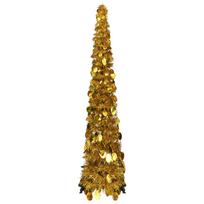 vidaXL Išskleidžiama dirbtinė Kalėdų eglutė, auksinė, 120cm, PET