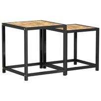 vidaXL Arbatos staliukai, 2vnt., juodos ir geltonos spalvos, MDF
