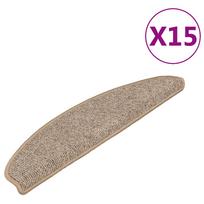 vidaXL Laiptų kilimėliai, 15 vnt., 65x21x4 cm, rudi, pusapvaliai, dideli