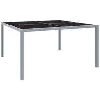 vidaXL Sodo stalas, pilkos spalvos, 130x130x72cm, plienas ir stiklas