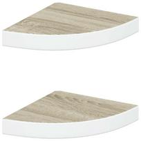 vidaXL Sieninės lentynos, 2vnt., baltos/ąžuolo, 25x25x3,8cm, MDF