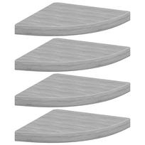 vidaXL Sieninės kampinės lentynos, 4vnt., pilkos, 35x35x3,8cm, MDF