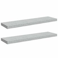 vidaXL Pakabinamos lentynos, 2vnt., betono pilkos, 90x23,5x3,8cm, MDF