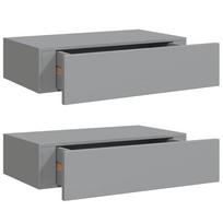 vidaXL Lentynos su stalčiais, 2vnt., pilkos, 40x23,5x10cm, MDF