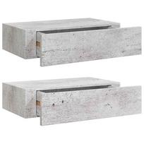 vidaXL Lentynos su stalčiais, 2vnt., betono pilkos, 40x23,5x10cm, MDF