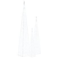 vidaXL Akrilinė LED dekoracija kūgiai, šaltos baltos, 60/90/120cm