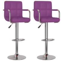 vidaXL Baro taburetės, 2vnt., violetinės spalvos, dirbtinė oda