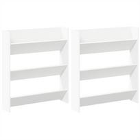 vidaXL Sieninės spintelės batams, 2vnt., baltos, 80x18x90cm, MDP