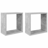 vidaXL Sieninės lentynos, 2vnt., pilkos, 30x15x30cm, kubo formos