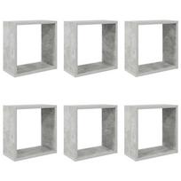vidaXL Sieninės lentynos, 6vnt., pilkos, 30x15x30cm, kubo formos