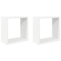 vidaXL Sieninės lentynos, 2vnt., baltos, 30x15x30cm, kubo formos