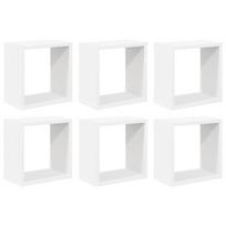 vidaXL Sieninės lentynos, 6vnt., baltos, 26x15x26cm, kubo formos