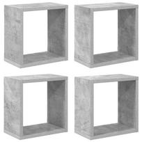 vidaXL Sieninės lentynos, 4vnt., pilkos, 26x15x26cm, kubo formos
